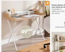 b&m Bureau plateau effet bois avec niches de rangement offre