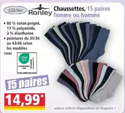 Norma Ronley chaussettes, 15 paires femme ou homme offre