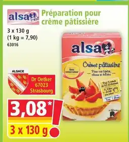 Norma Alsa préparation pour crème pâtissière offre
