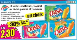 Norma Oasis 10 sorbets multifruits, tropical ou pêche, pomme et framboise offre