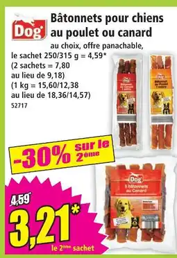 Norma Dog bâtonnets pour chiens au poulet ou canard offre