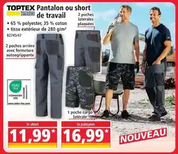 Norma Toptex pro short de travail offre