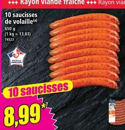 Norma 10 saucisses de volaille offre