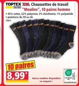 Norma Toptex pro xxl chaussettes de travail 'mouline', 10 paires homme offre