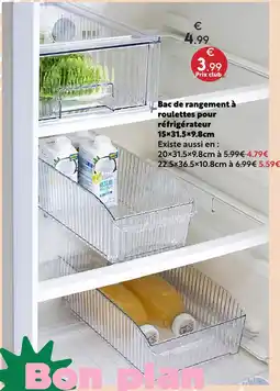 Maxi Bazar Bac de rangement à roulettes pour réfrigérateur offre