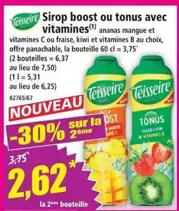Norma Teisseire sirop boost ou tonus avec vitamines offre