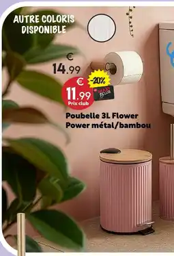 Maxi Bazar Poubelle 3l flower power métal/bambou offre