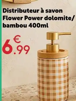 Maxi Bazar Distributeur à savon flower power dolomite/bambou offre