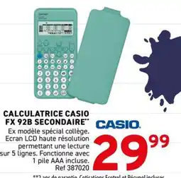 Trafic CASIO CALCULATRICE FX 92B SECONDAIRE offre
