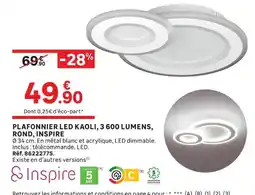 Leroy Merlin Inspire PLAFONNIER LED KAOLI offre