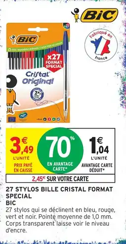 Intermarché Hyper Bic 27 stylos bille cristal format special offre