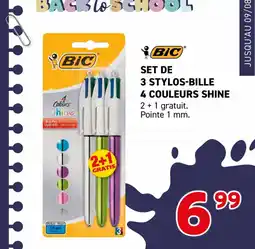 Trafic Bic set de 3 stylos-bille 4 couleurs shine offre