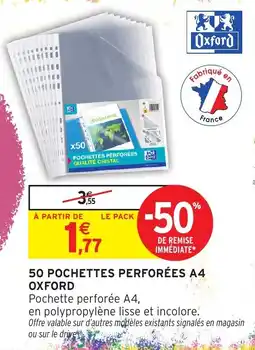 Intermarché Hyper OXFORD Pochettes perforées A4 offre