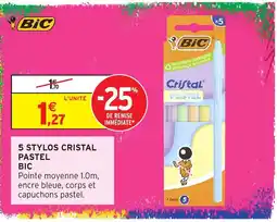 Intermarché Hyper BIC 5 STYLOS CRISTAL PASTEL offre