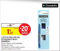 Intermarché Hyper Domédia Stylo roller gel effaçable bleu offre
