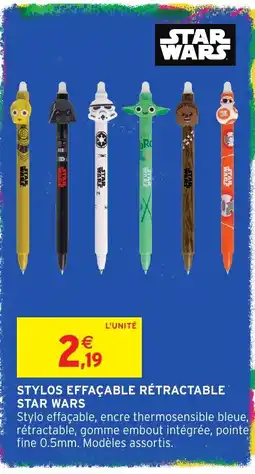 Intermarché Hyper STAR WARS STYLOS EFFAÇABLE RÉTRACTABLE offre
