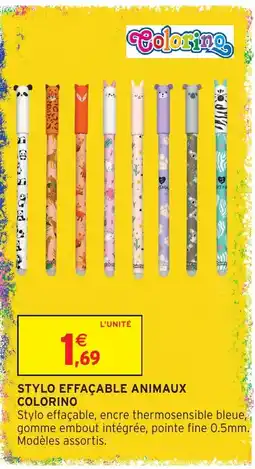 Intermarché Hyper COLORINO Stylo effaçable animaux offre
