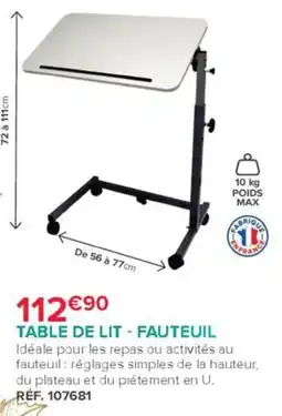 Bastide TABLE DE LIT - FAUTEUIL offre