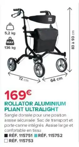 Bastide Rollator aluminium pliant ultralight offre