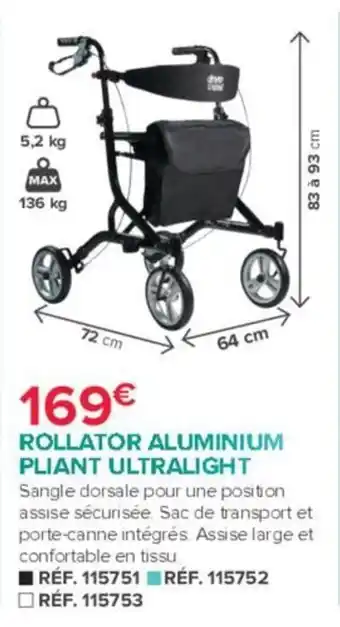 Rollator aluminium pliant ultralight