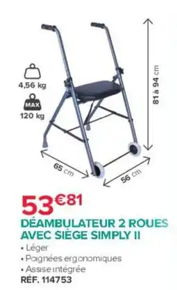 Bastide SIMPLY II DÉAMBULATEUR 2 ROUES AVEC SIÈGE offre