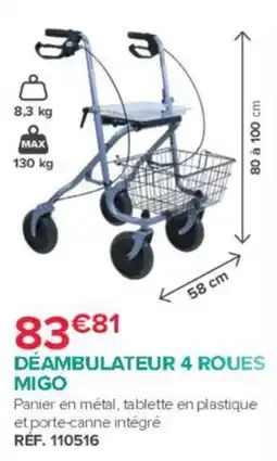 Bastide MIGO DÉAMBULATEUR 4 ROUES offre
