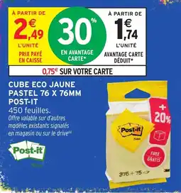 Intermarché Hyper Post-it Cube Eco Jaune Pastel offre