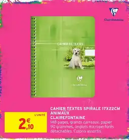Intermarché Hyper Clairefontaine CAHIER TEXTES SPIRALE offre