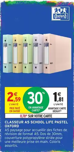 Intermarché Hyper Oxford Classeur A5 School Life Pastel offre