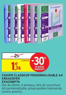 Intermarché Hyper KREACOVER CAHIER CLASSEUR PERSONNALISABLE A4 offre