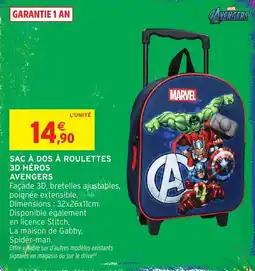 Intermarché Hyper MARVEL SAC À DOS À ROULETTES 3D HÉROS AVENGERS offre