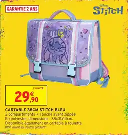 Intermarché Hyper Stitch Cartable 38CM Stitch Bleu offre