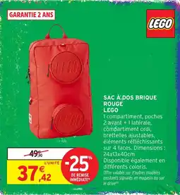 Intermarché Hyper LEGO SAC À DOS BRIQUE ROUGE offre