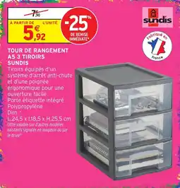 Intermarché Hyper SUNDIS TOUR DE RANGEMENT A5 3 TIROIRS offre