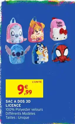Intermarché Hyper SAC A DOS 3D LICENCE offre