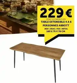Centrakor Table extensible 4 a 6 personnes abbott mdf/ bois / fer/ metal offre