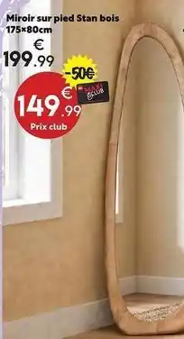 Maxi Bazar Miroir sur pied star bois offre