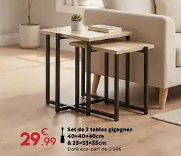Maxi Bazar Set de 2 tables gigognes 40x40x40 cm & 35x35x35 cm offre