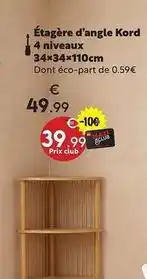 Maxi Bazar Étagère d'angle kord 4 niveaux 34x34x110cm offre