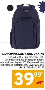 Trafic Dim - sac a dos dakine offre