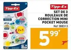 Trafic Tipp-ex - set de 3 rouleaux de correction mini pocket mouse offre