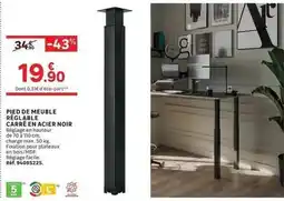 Leroy Merlin Facile - pied de meuble réglable carré en acier noir offre
