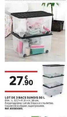 Leroy Merlin Sundis - lot de 3 bacs 50 l offre