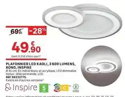 Leroy Merlin Plafonnier led kaoli, 3 600 lumens, rond, inspire offre