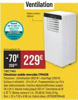 Bricorama Facile - climatiseur mobile reversible tph4026 offre