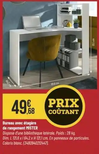 Bricorama Dim - bureau avec étagère de rangement mister offre