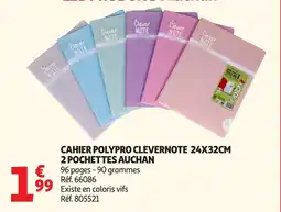 Auchan AUCHAN Cahier polypro clevernote 2 pochettes offre
