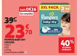 Auchan PAMPERS Baby dry couches offre