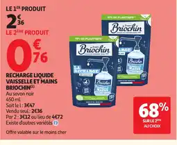 Auchan BRIOCHIN Recharge liquide vaisselle et mains offre