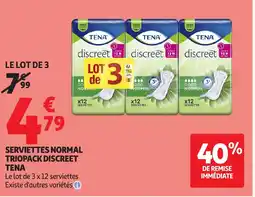Auchan TENA Serviettes normal triopack discreet offre